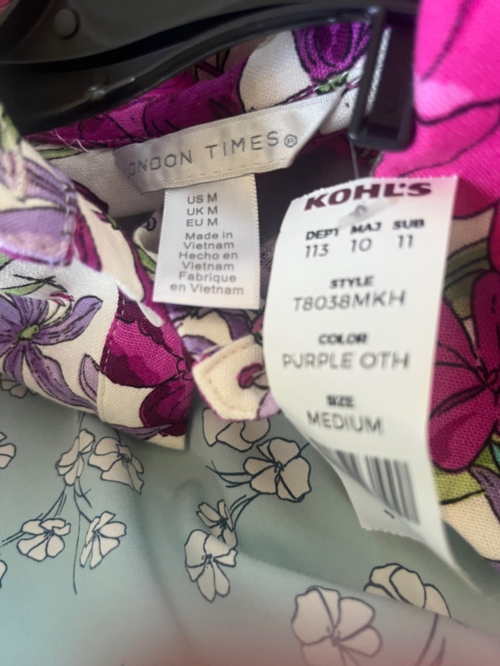 London Times Fuchsia and Cream Floral Dress or tunic - Picture 3 of 11